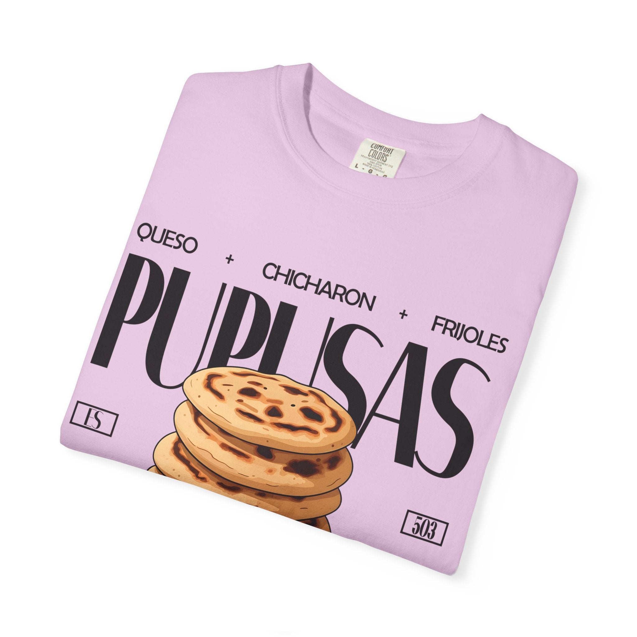 Pupusas Stack T‑Shirt — Illustrated Salvadoran Food Tee (Queso • Chicharrón • Frijoles)