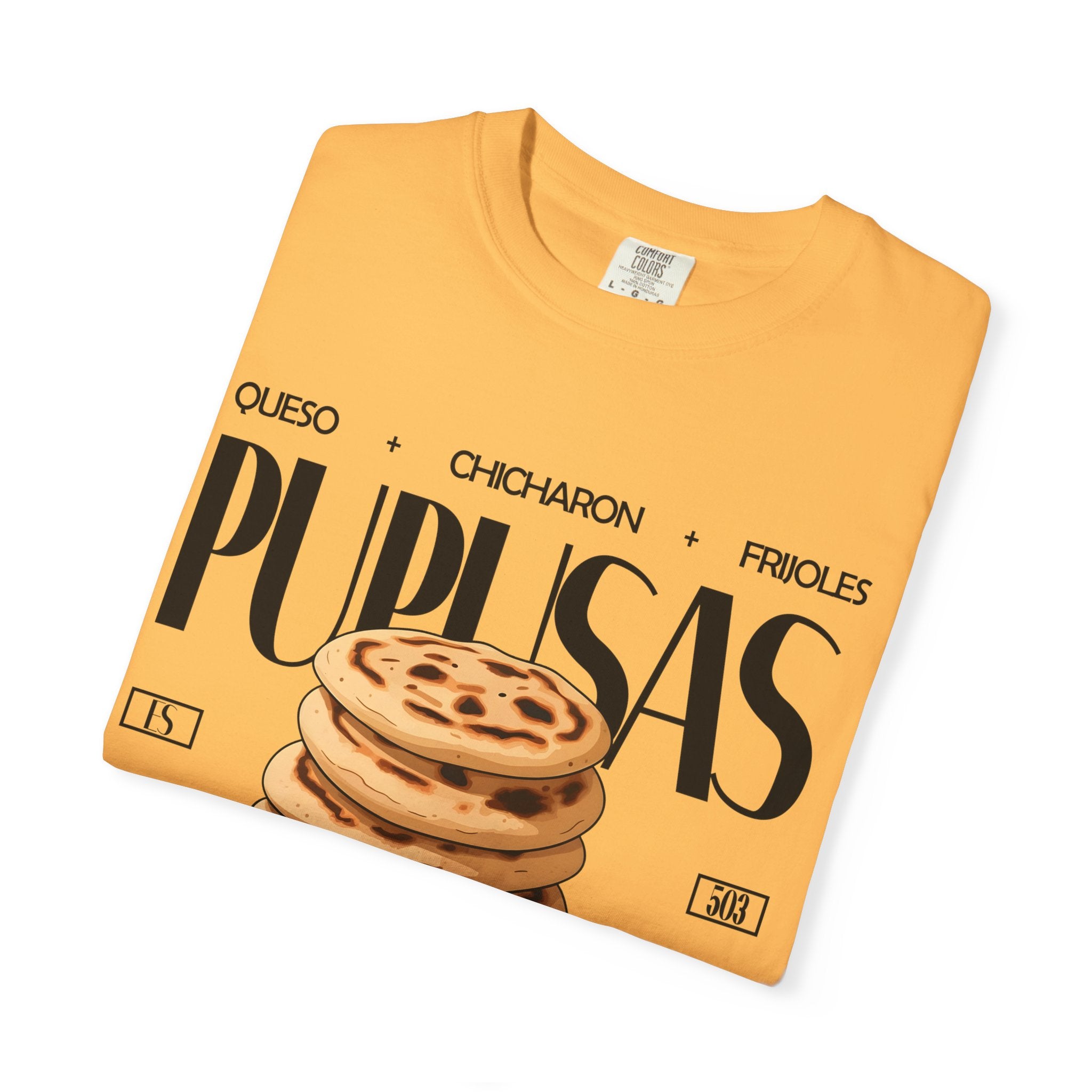 Pupusas Stack T‑Shirt — Illustrated Salvadoran Food Tee (Queso • Chicharrón • Frijoles)