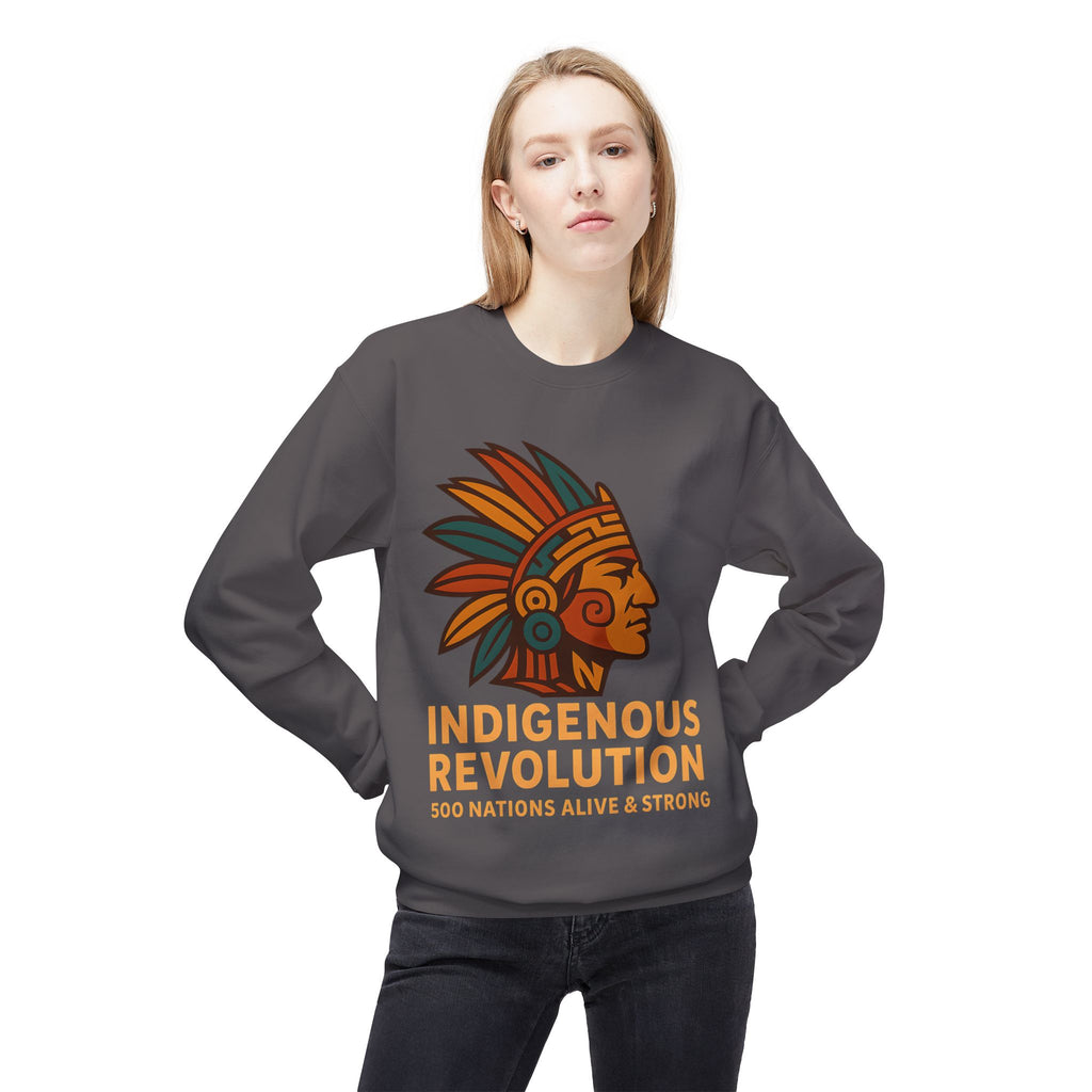 Indigenous Revolution graphic Crewneck Sweatshirt | 500 Nations design