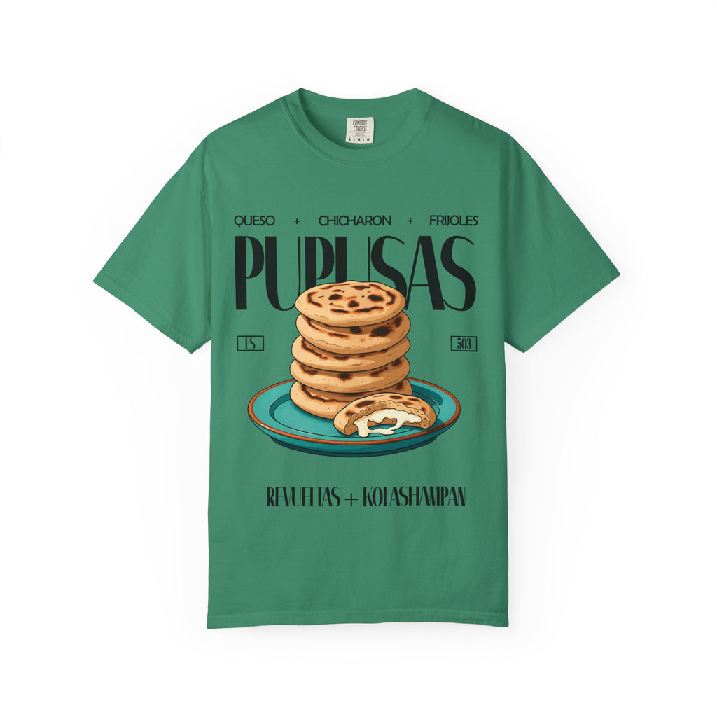 Pupusas Stack T‑Shirt — Illustrated Salvadoran Food Tee (Queso • Chicharrón • Frijoles)