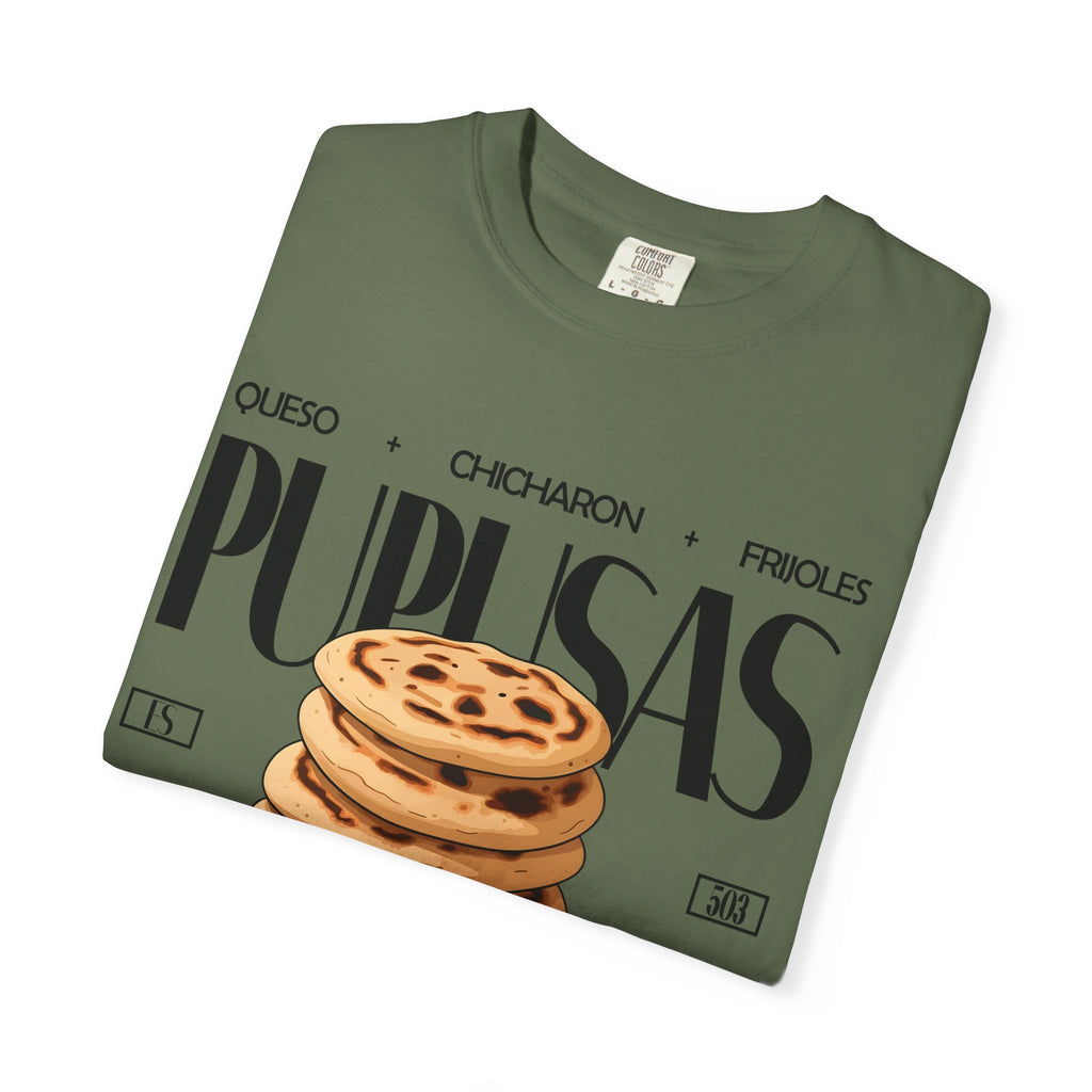 Pupusas Stack T‑Shirt — Illustrated Salvadoran Food Tee (Queso • Chicharrón • Frijoles)