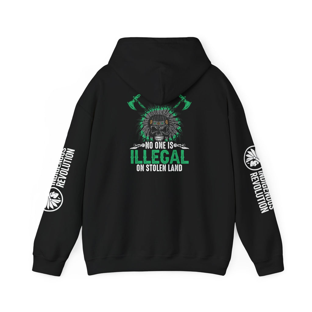 Indigenous Revolution Hoodie — "No One Is Illegal on Stolen Land" Graphic Sweatshirt