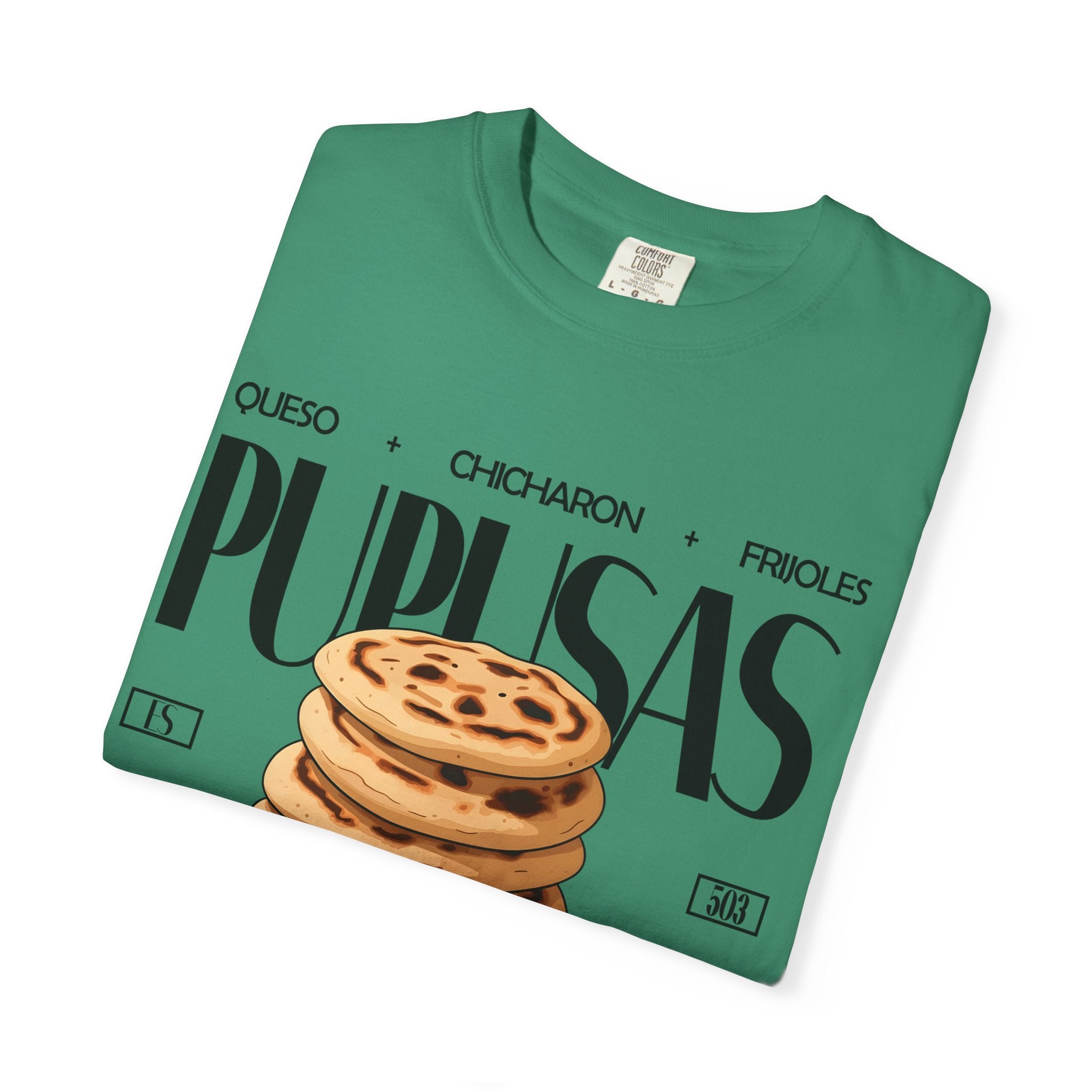 Pupusas Stack T‑Shirt — Illustrated Salvadoran Food Tee (Queso • Chicharrón • Frijoles)