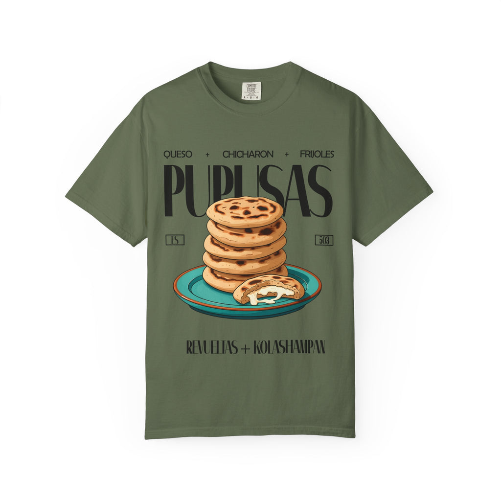 Pupusas Stack T‑Shirt — Illustrated Salvadoran Food Tee (Queso • Chicharrón • Frijoles)