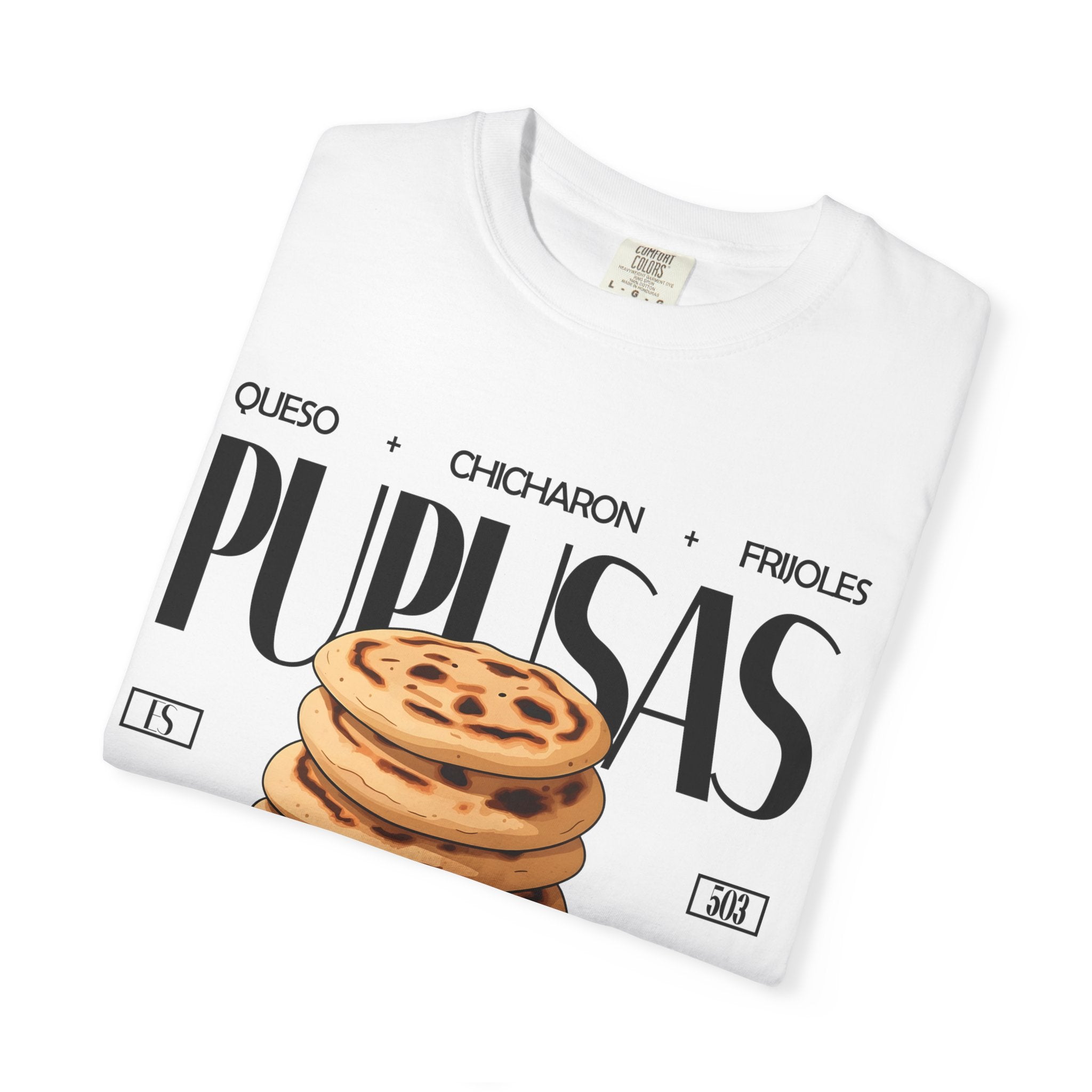 Pupusas Stack T‑Shirt — Illustrated Salvadoran Food Tee (Queso • Chicharrón • Frijoles)