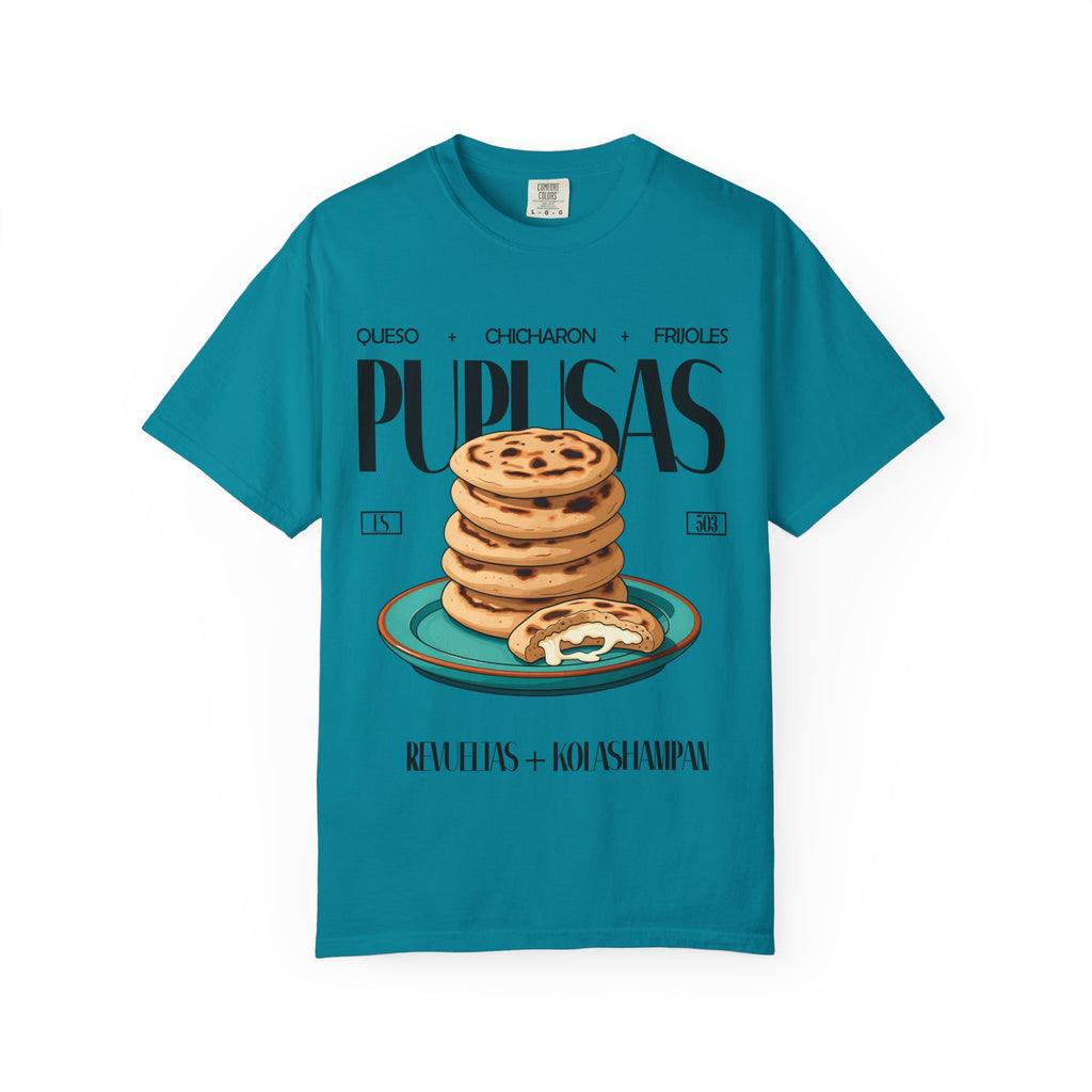 Pupusas Stack T‑Shirt — Illustrated Salvadoran Food Tee (Queso • Chicharrón • Frijoles)