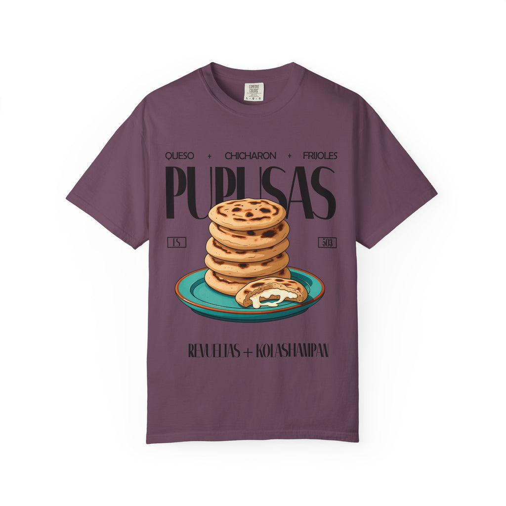 Pupusas Stack T‑Shirt — Illustrated Salvadoran Food Tee (Queso • Chicharrón • Frijoles)