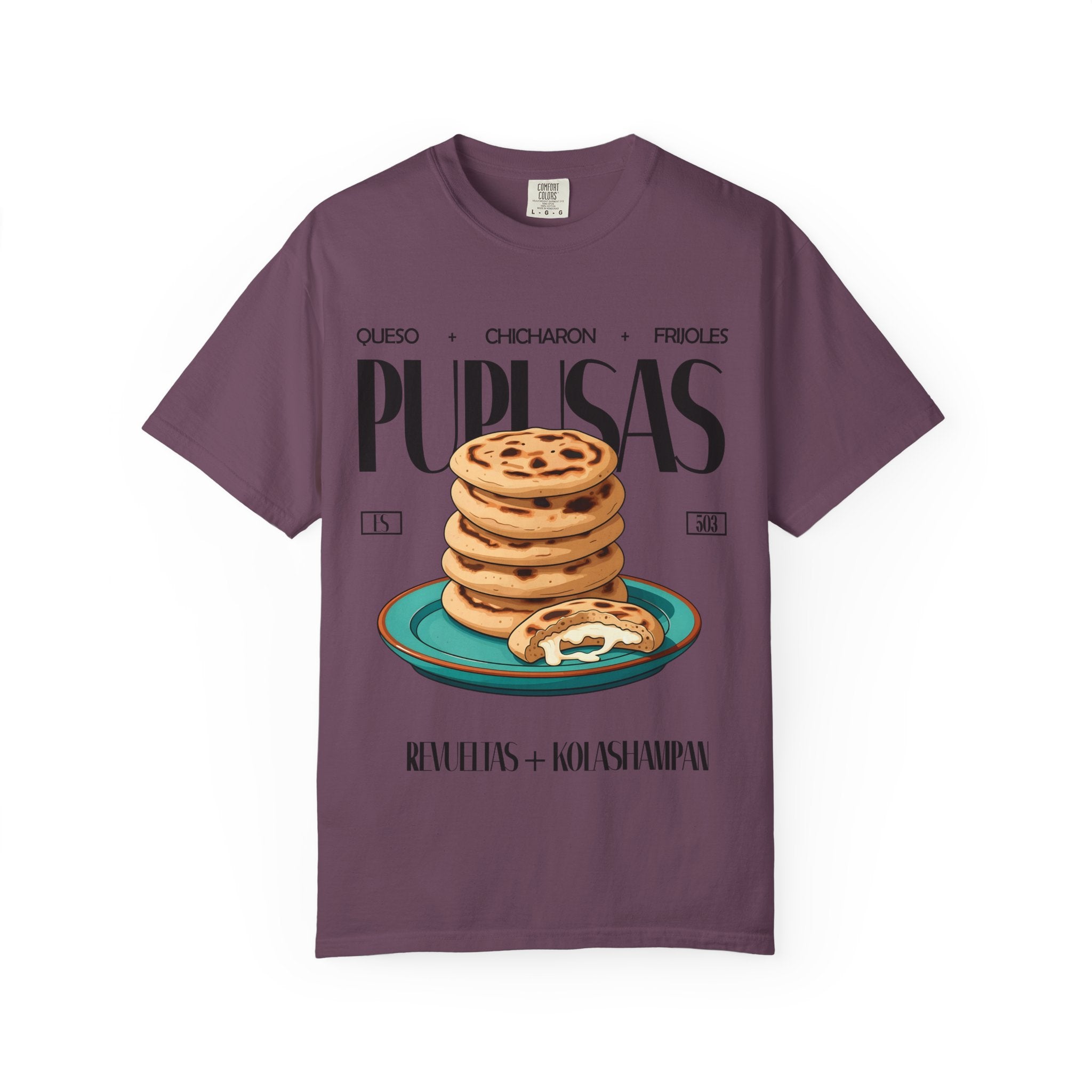 Pupusas Stack T‑Shirt — Illustrated Salvadoran Food Tee (Queso • Chicharrón • Frijoles)