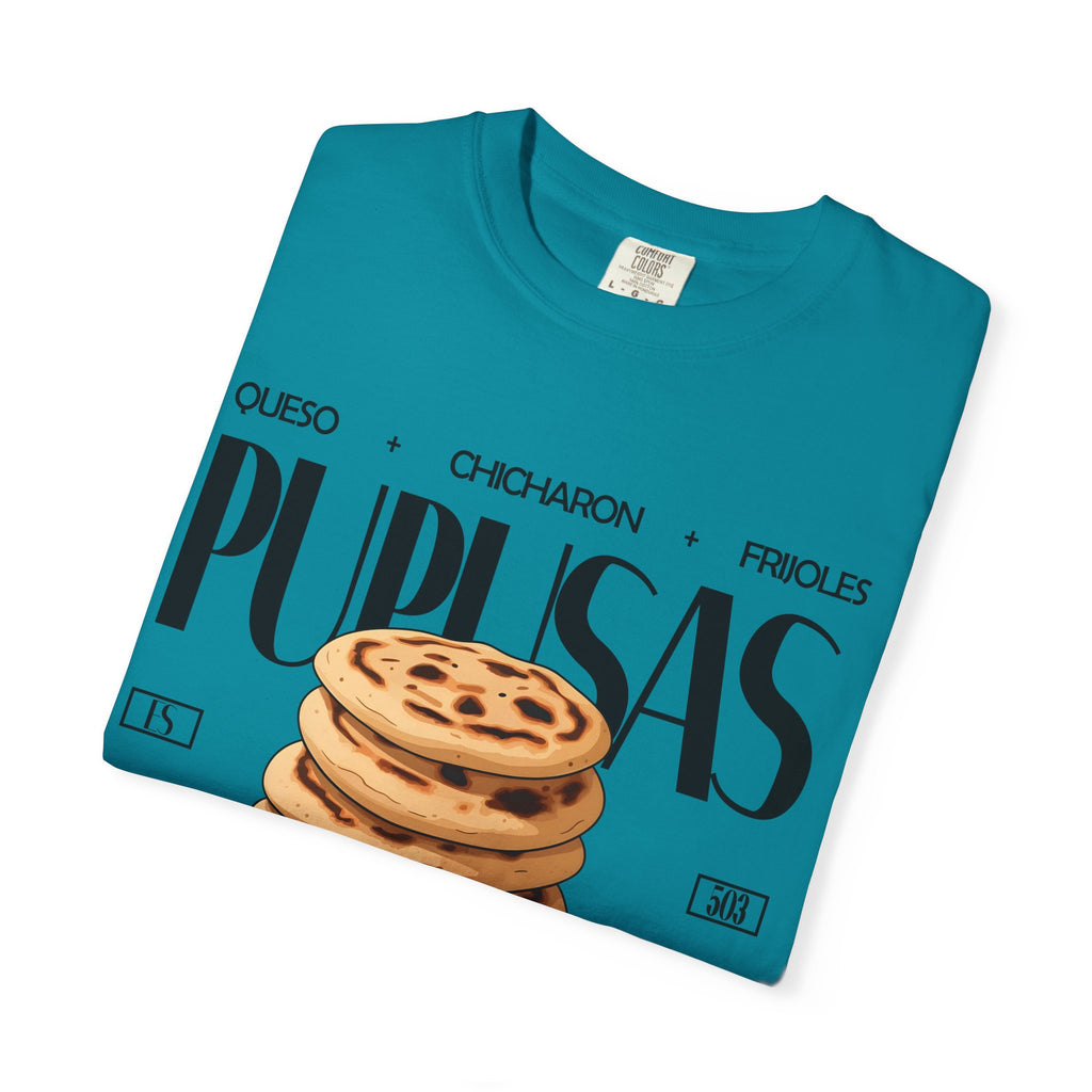 Pupusas Stack T‑Shirt — Illustrated Salvadoran Food Tee (Queso • Chicharrón • Frijoles)