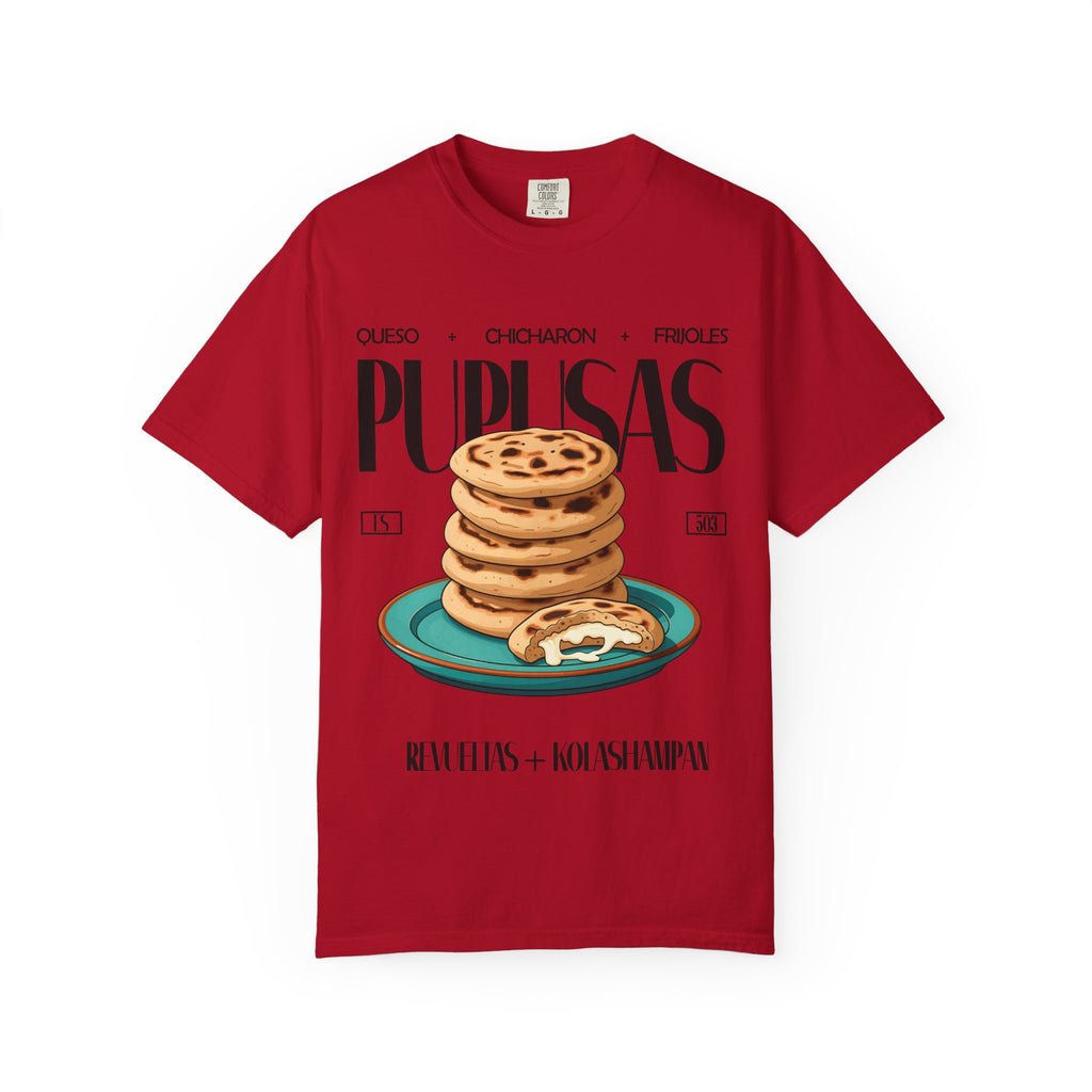 Pupusas Stack T‑Shirt — Illustrated Salvadoran Food Tee (Queso • Chicharrón • Frijoles)