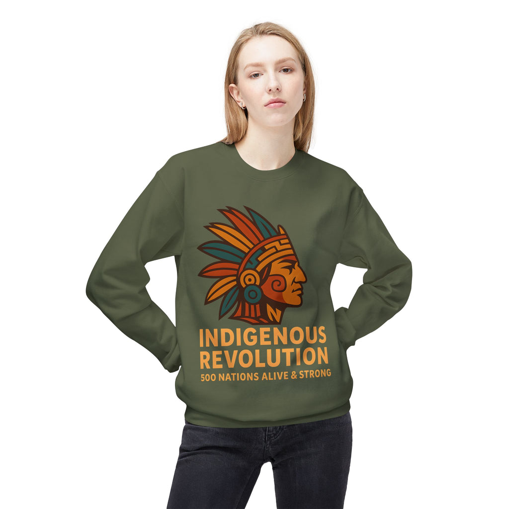 Indigenous Revolution graphic Crewneck Sweatshirt | 500 Nations design