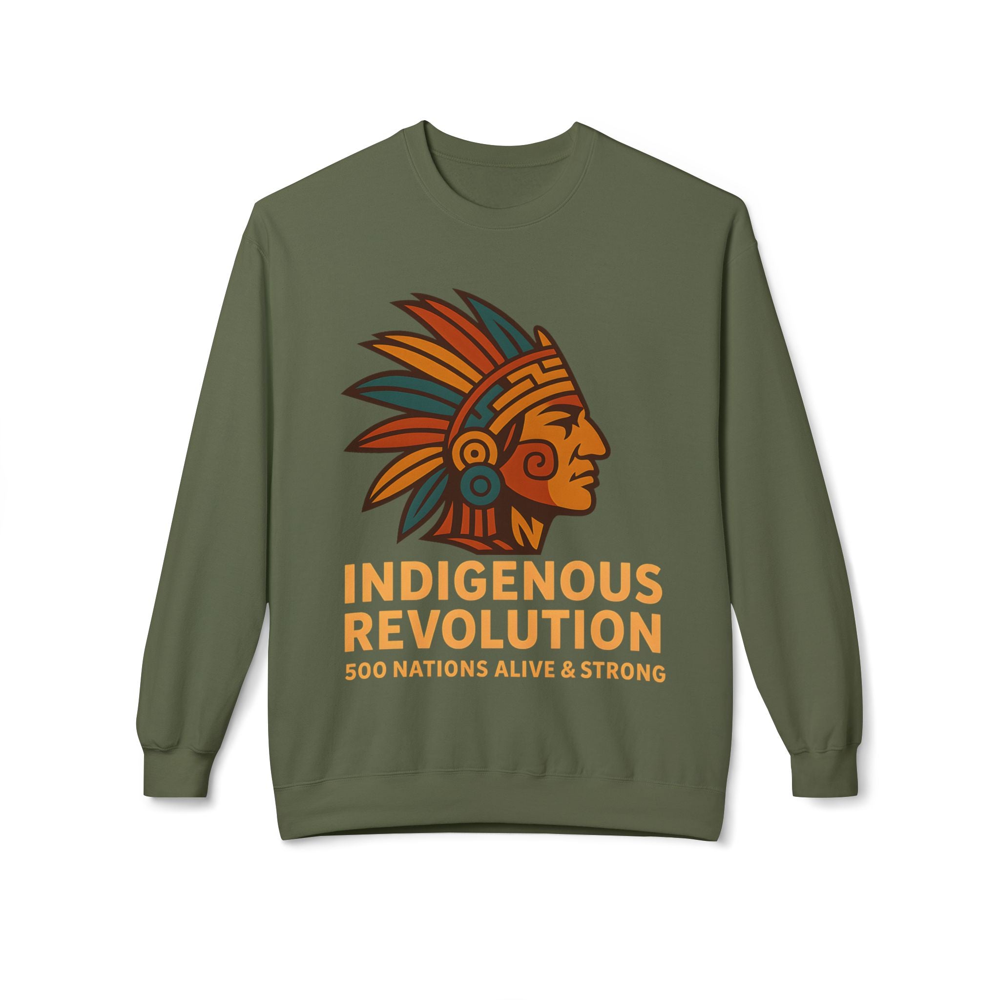 Indigenous Revolution graphic Crewneck Sweatshirt | 500 Nations design